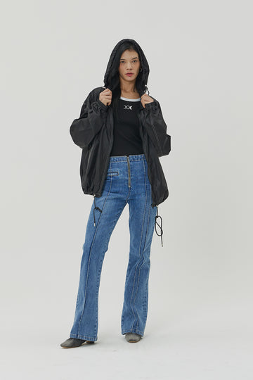 (W) TRIPLE MOON NYLON WINDBREAKER